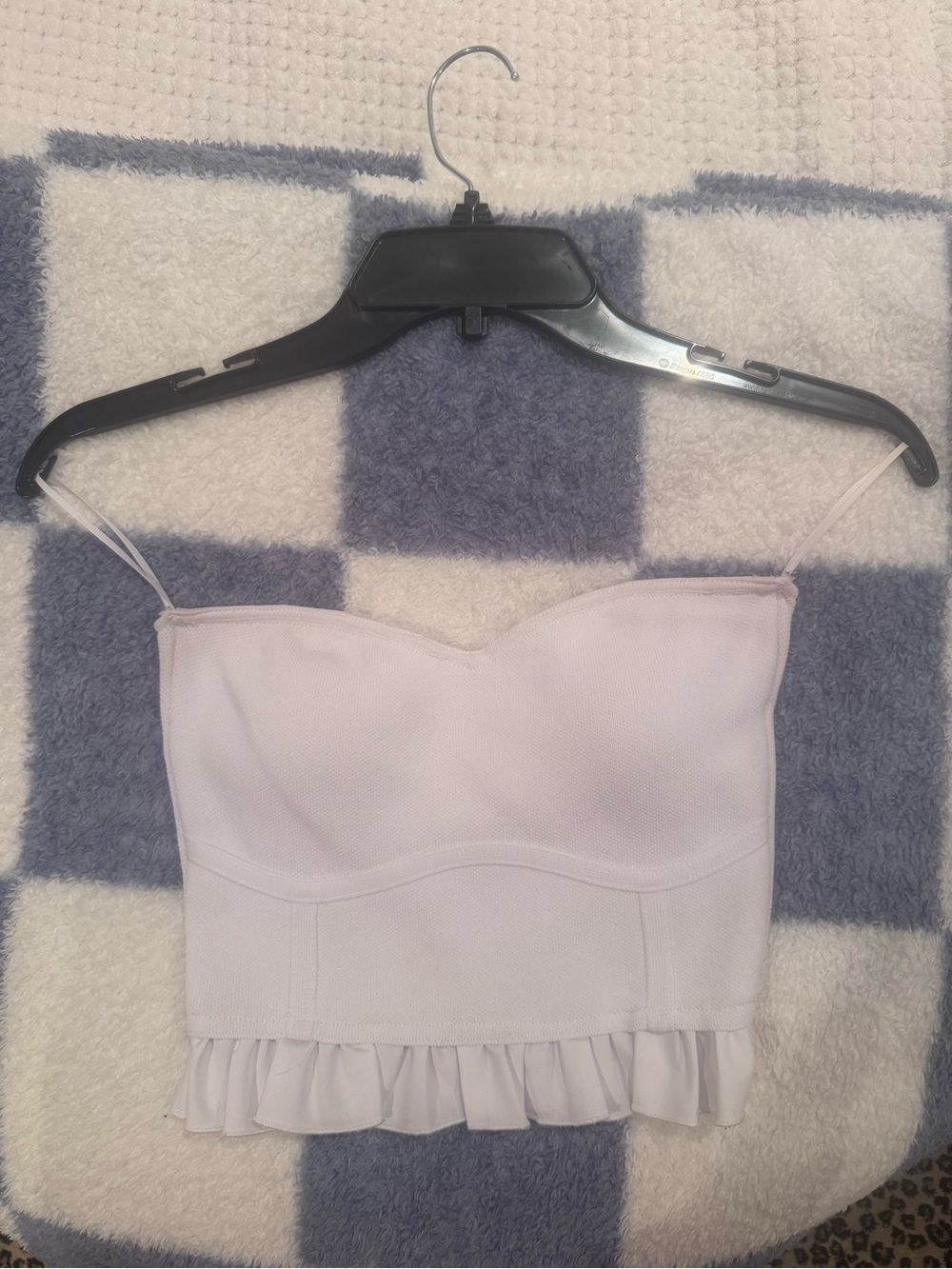 Altar'd State White Bustier Crop Top with Ruffle Hem